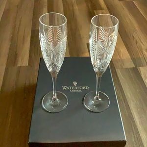 Set of 2 Waterford crystal champagne flutes